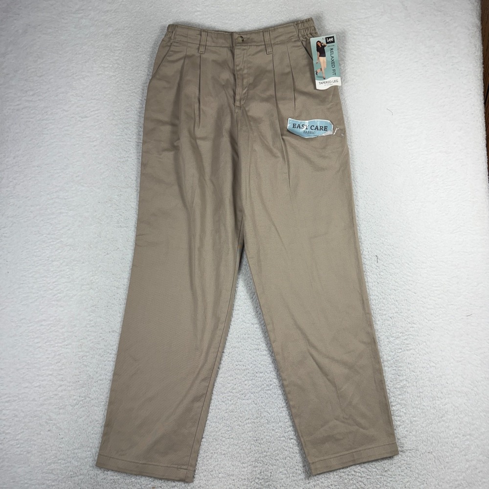 Lee 1889 Jeans Women 10S (27x30) Relaxed Tapered Pleated NWT Easy Care Khaki VTG